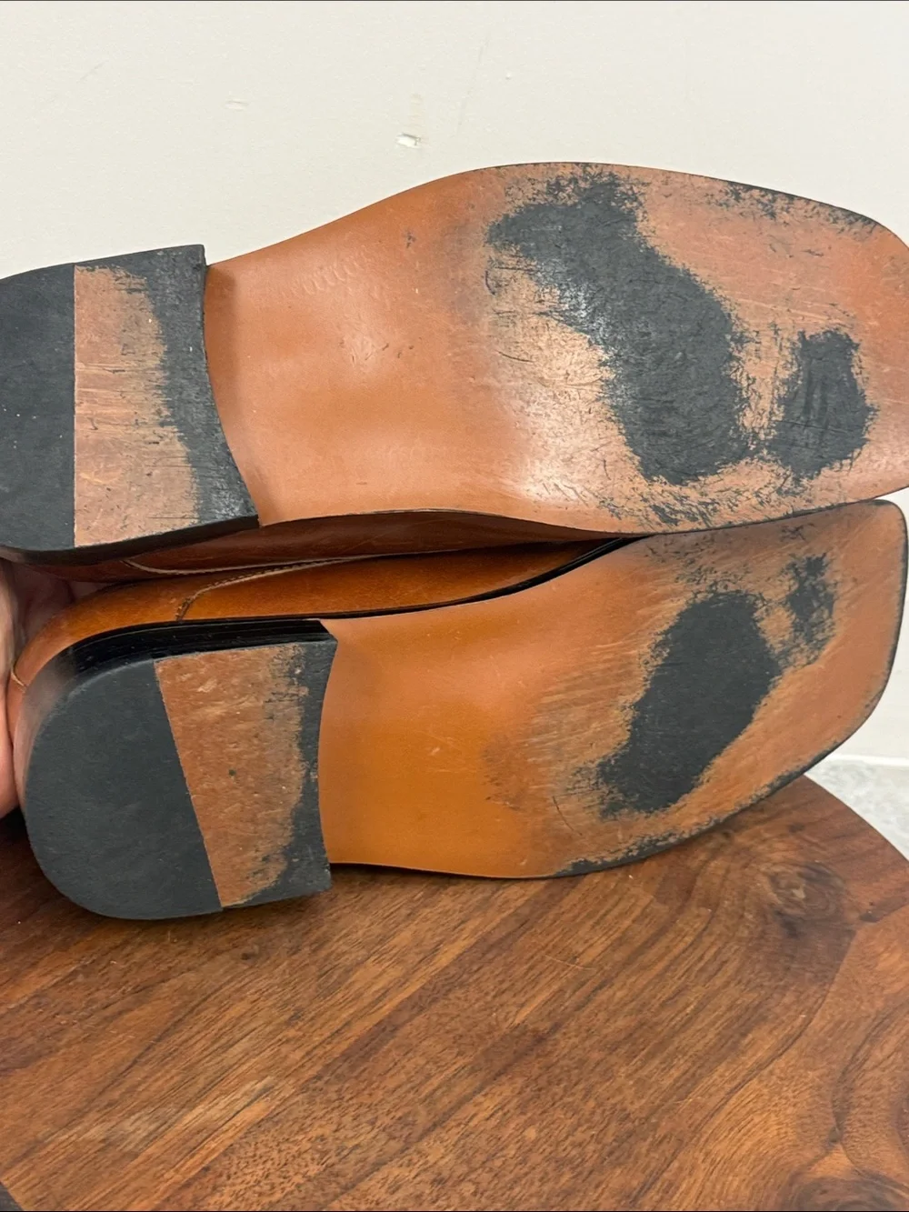 Romi de‎ Luca Cognac Leather Square Toe Dress Shoes Mens 9 Y2K
